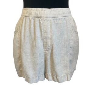 High Waist Linen Blend Cream Shorts with Chic Design